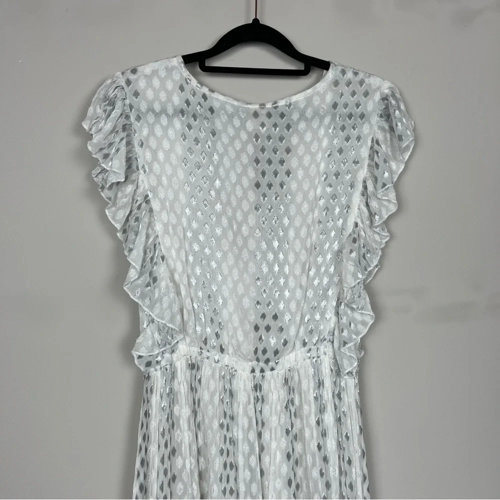 NWT ANTHROPOLOGIE RAGA WHISKED AWAY SURPLICE DRESS IN SILVER WHITE SIZE SMALL - Picture 10 of 15